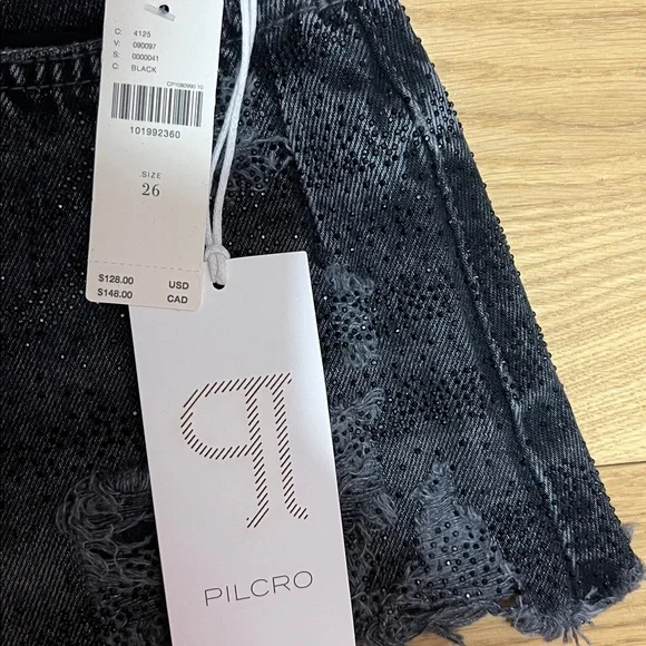 NWT $128 ANTHROPOLOGIE PILCRO The Devon Rhinestone Distressed Denim Shorts 26 - Picture 7 of 14